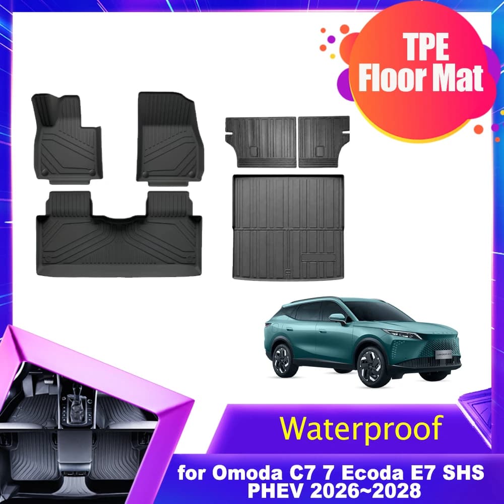 Car Floor Mat for Omoda C7 7 Ecoda E7 SHS PHEV 2026~2028 2027 TPE Interior Liner Trunk Foot Seat back Pad Waterproof Accessories