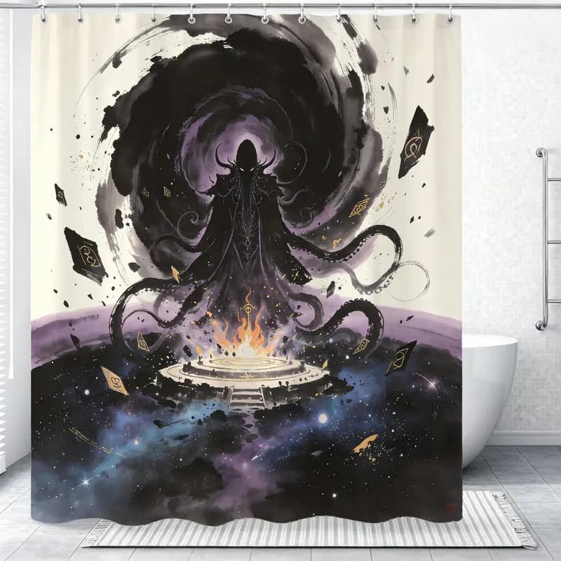 180x180cm Polyester Shower Curtain,Easy Hanging,Easy to Install,Durable,Dark Mythic Octopus Tentacles Print,Bathroom Decor