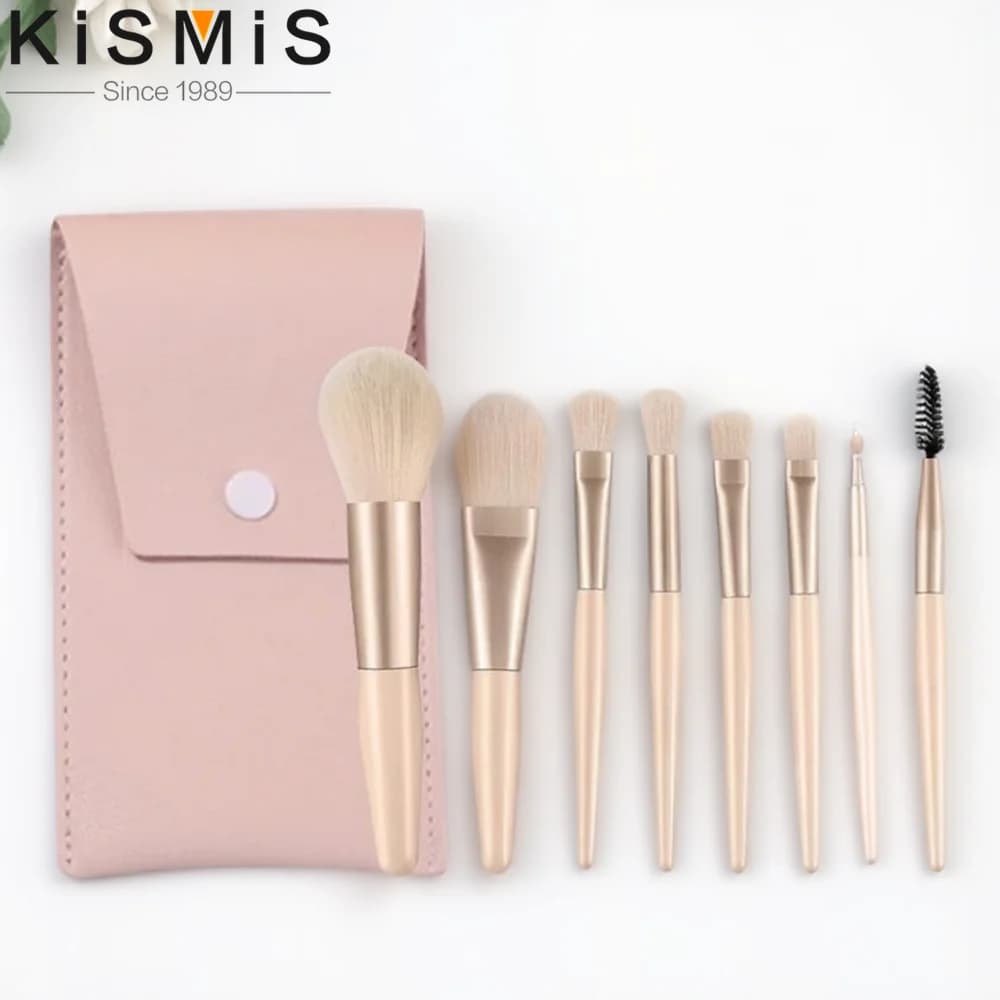 Set of mini portable soft makeup brushes 8 pcs Travel umbrella Dust foundation Eyelash Lip Corrector Blush Cosmetics