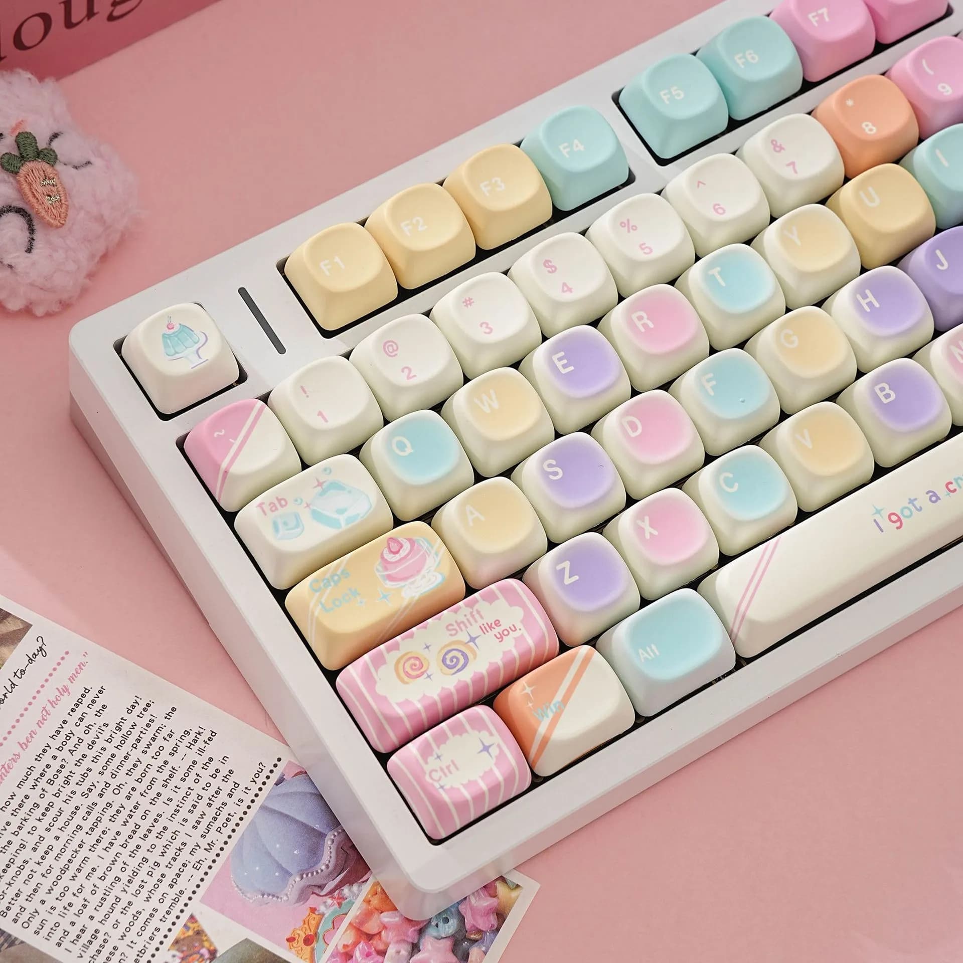 Jelly Mechanical Keyboard Keycaps Spanish French Russian German Abnt2 Japanese Korean UK Arabic MOA Profile PBT Keycap 7U ISO