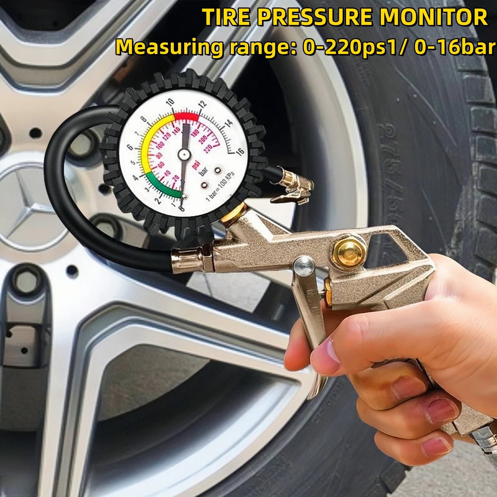 220PSI auto moto multifunzionale pneumatico misuratore di monitoraggio della pressione dell'aria Tester compressore d'aria Dial Meter strumenti della pompa di gonfiaggio