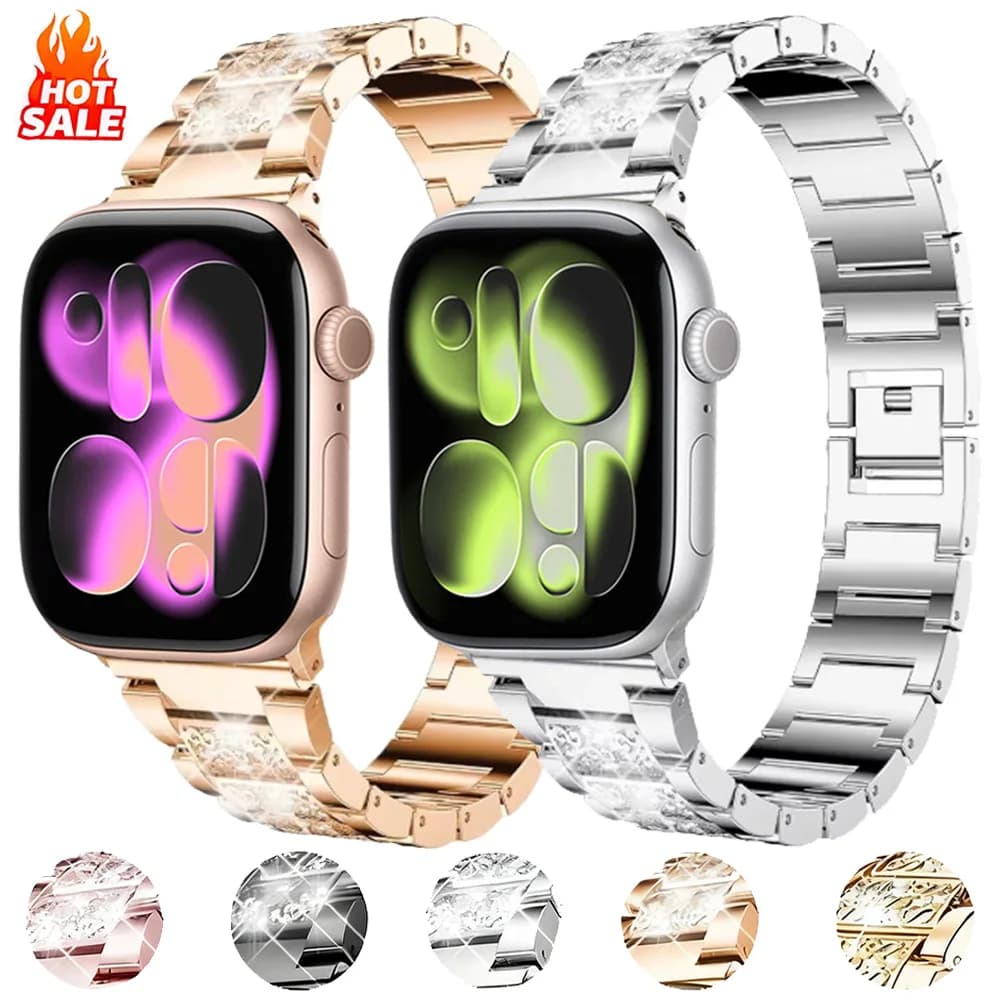 Cinturino in metallo per Apple Watch 49mm 46/42mm 45/41mm 44/40mm cinturino con diamanti brillanti per iWatch Ultra 3/2/1 11 10 9 8 7 6 5 4 SE 3