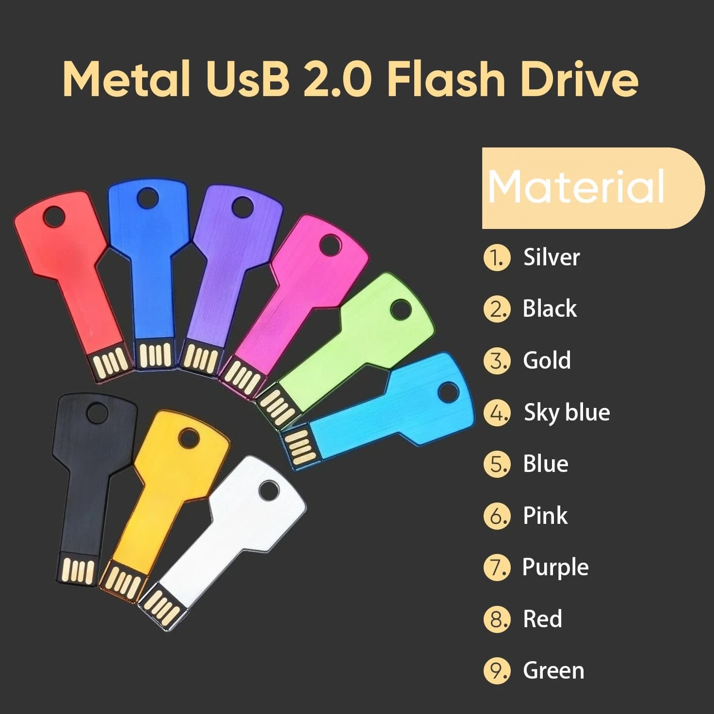 JASTER Chiavetta USB in metallo Chiave da 128 GB Memory Stick 64 GB Regalo creativo Pen Drive 32 GB Disco U nero 16 GB Archiviazione esterna 8 GB 4 GB