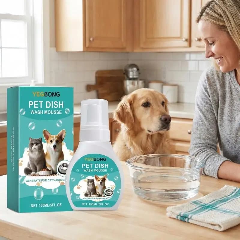 Mousse detergente per ciotole di animali domestici, rimuove saliva e liquidi sgradevoli da ciotole di cani e gatti, per l'uso quotidiano