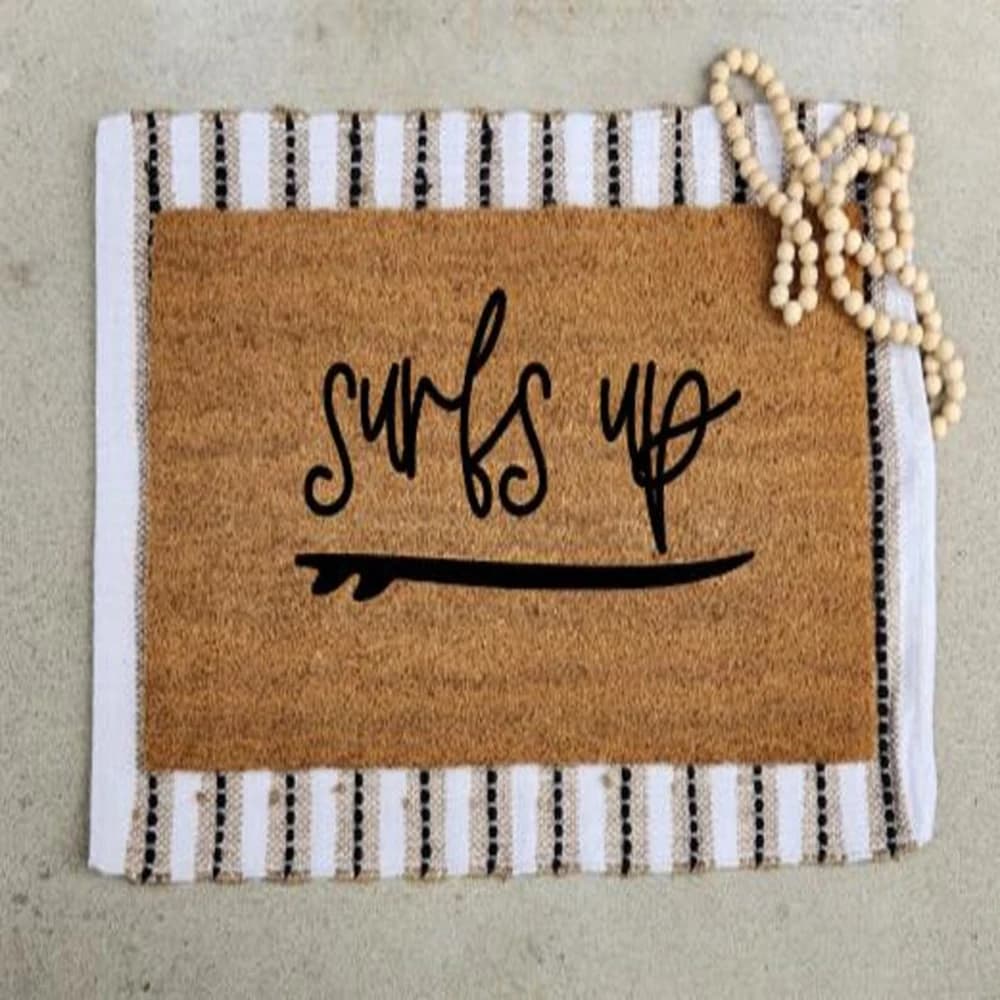 Custom Logo Text Doormat Surfboard Door Mat Beach House Decor Surfs Up Durable Coconut Floor Rug Coastal Surfing Cowgirl Carpet