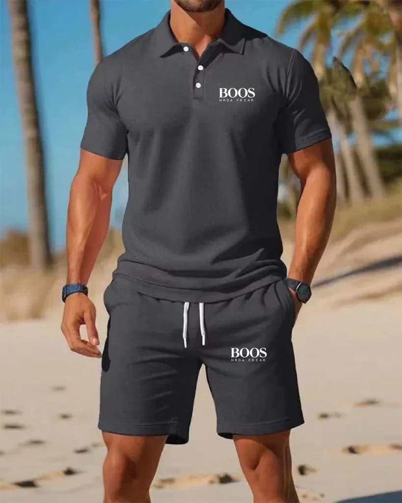 Nuova polo a maniche corte da uomo 2026, elegante, traspirante, comoda e versatile, set top+pantaloncini
