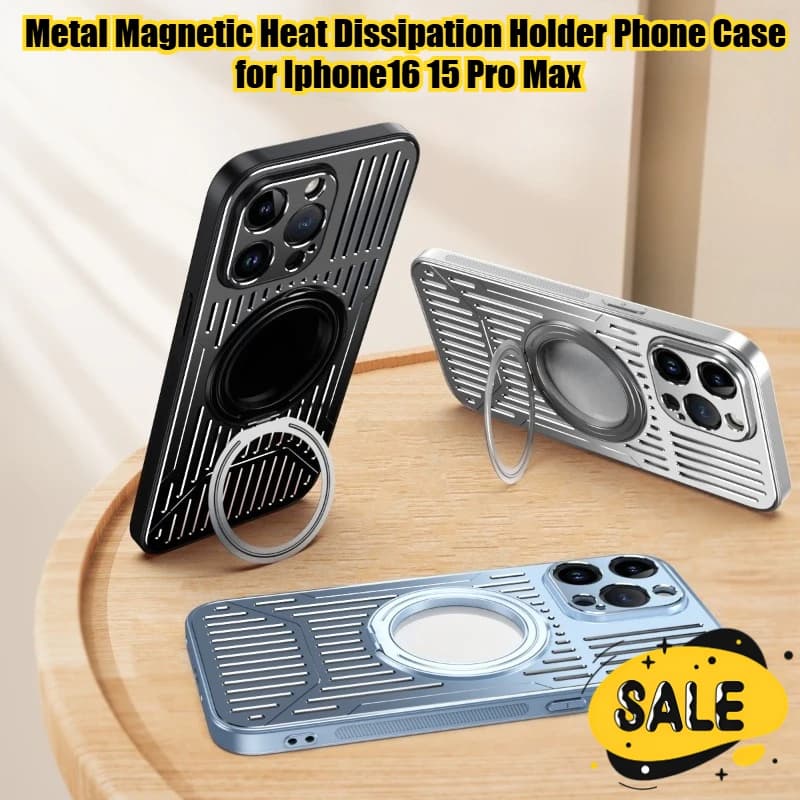 Metal Magnetic Case for Heat Sink Phone Case with 360 Degree Rotating for Iphone16 15Pro Max Simple Design Anti-scratch Anti-scratch