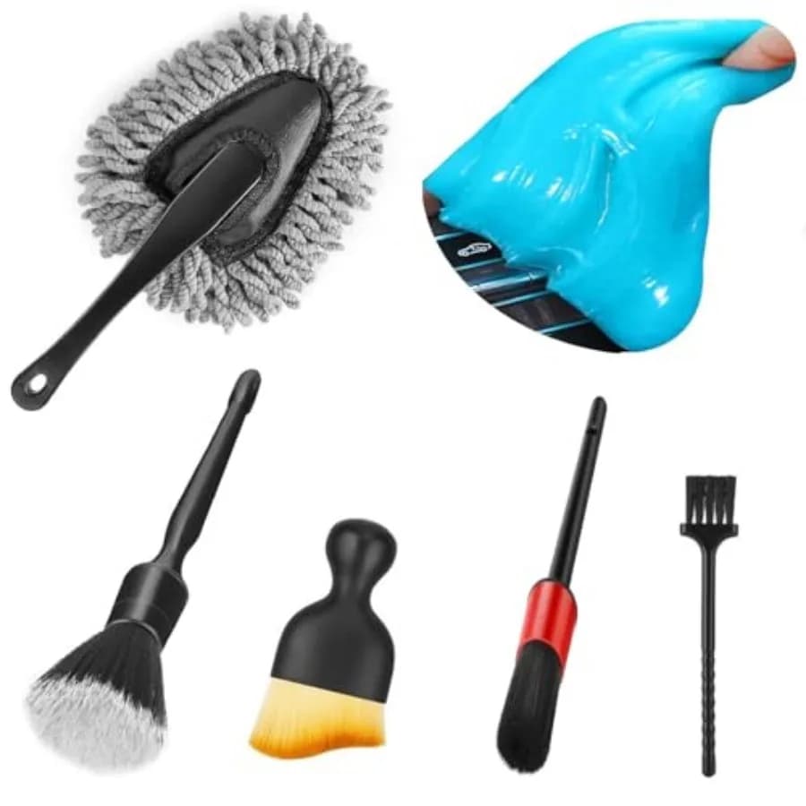 Car Interior Duster Detail Brush Cleaning Gel Kit, Soft Dash Vent Dusting Slime Putty Detailing Brushes Accessories Essentials