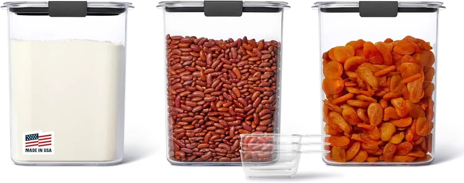 Contenitori Ermetici Trasparenti per Alimenti con Coperchi, Set da 3 in Plastica Tritan Impilabile da 16 Tazze per Organizzazione Dispensa Cucina