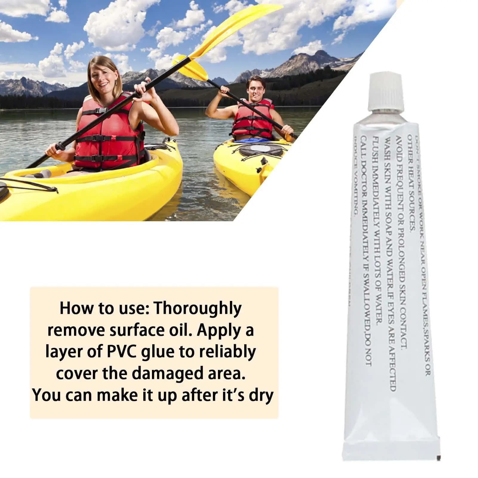 Colla PVC 30ml Impermeabile, Adesivo Forte Sigillante per Paddle Board, Giocattoli Gonfiabili, Barche - Cemento Adesivo Durevole per Attrezzature Acquatiche