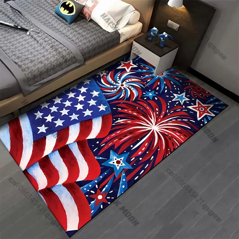 Tappeto con bandiera americana per celebrazioni patriottiche, tappeto da yoga, decorazione per soggiorno, tappetino per gattonare per bambini, zerbino, tappeto decorativo