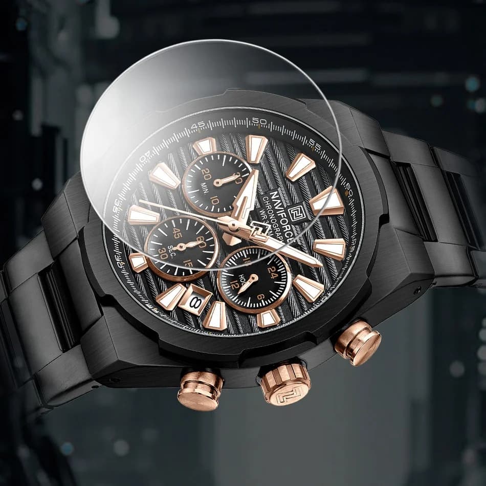 Orologio da Polso NAVIFORCE di Lusso per Uomo con Cinturino in Silicone, Impermeabile, Sportivo, Cronografo al Quarzo, Luminoso, Elegante e Casual