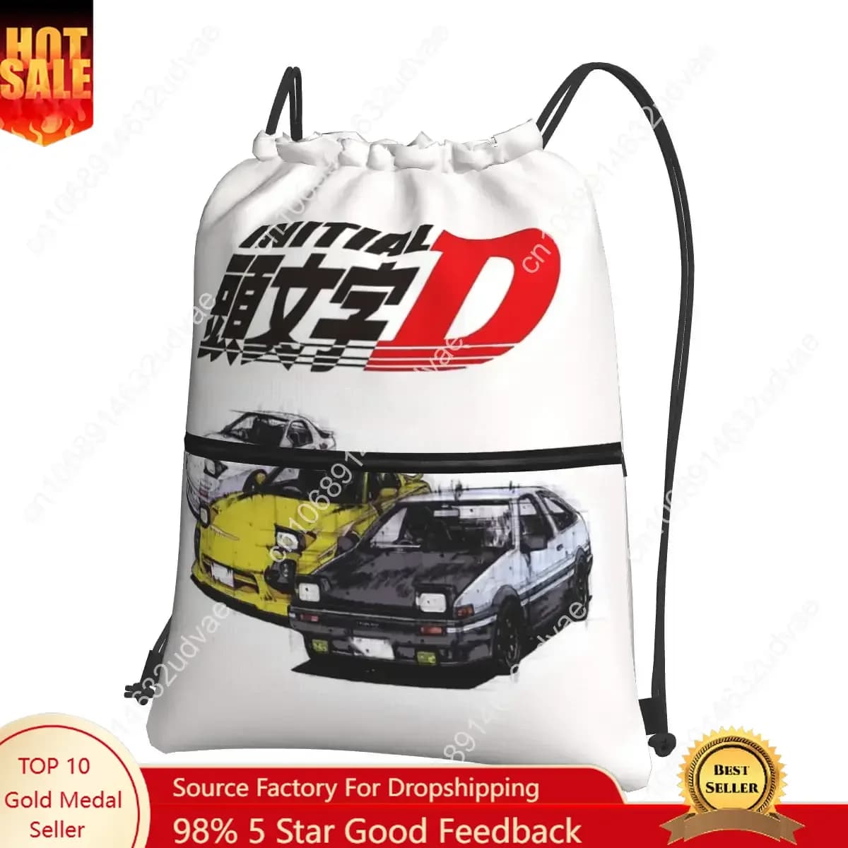Iniziale D Neon Ae86 Zaini portatili Borsa con coulisse Borsa con coulisse Tasca per scarpe Borse per viaggi Sport Uomo Donna