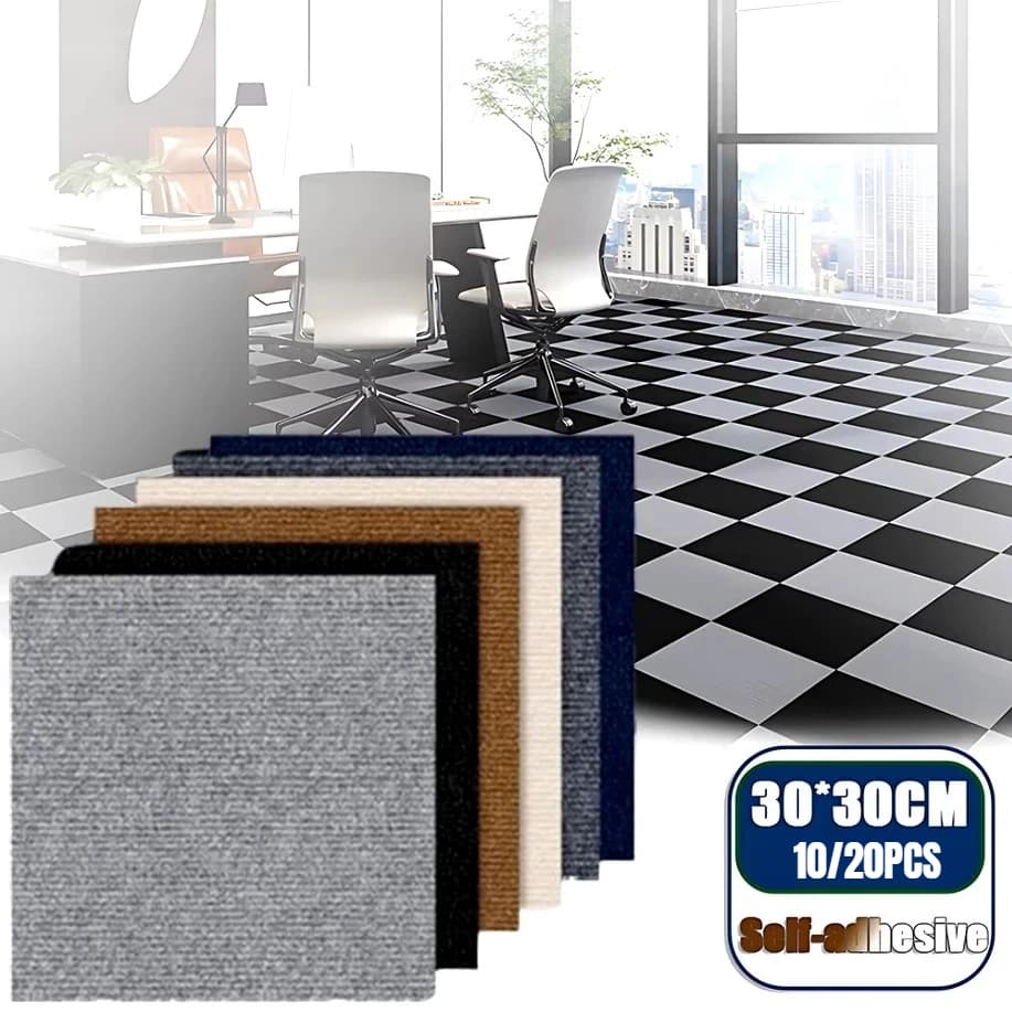 10/20 Pezzi Tappeti Adesivi 30x30cm, Piastrelle Adesive per Pavimenti, Tappetini Quadrati Autoadesivi, Decorazione Fai-da-Te per Cucina e Casa