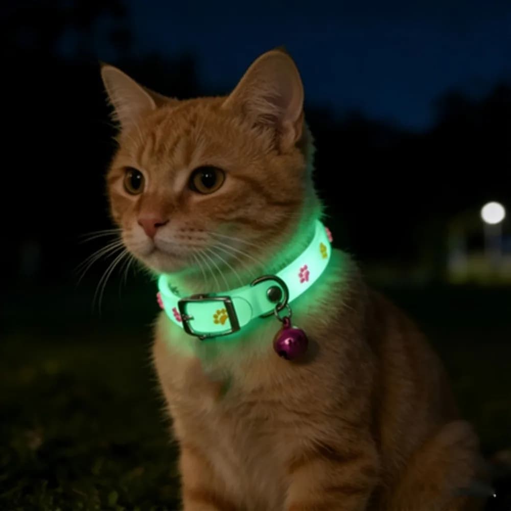 Adjustable Adjustable Cat Collar Claw Printed Anti-Loss Dog Collar Silicone Glow In The Dark Pet Collar with Bell Small Dogs
