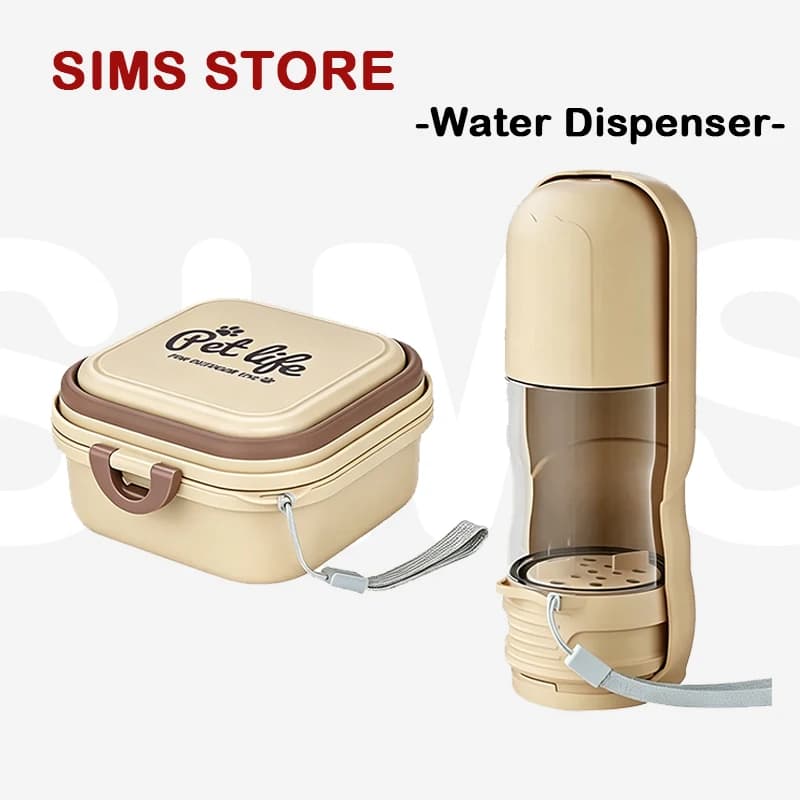 Bottiglia d'Acqua Portatile 2-in-1 per Animali Domestici con Contenitore per Cibo - Dispenser da Viaggio Pieghevole per Cani e Gatti, Anti-perdita, per Idratazione all'Aperto