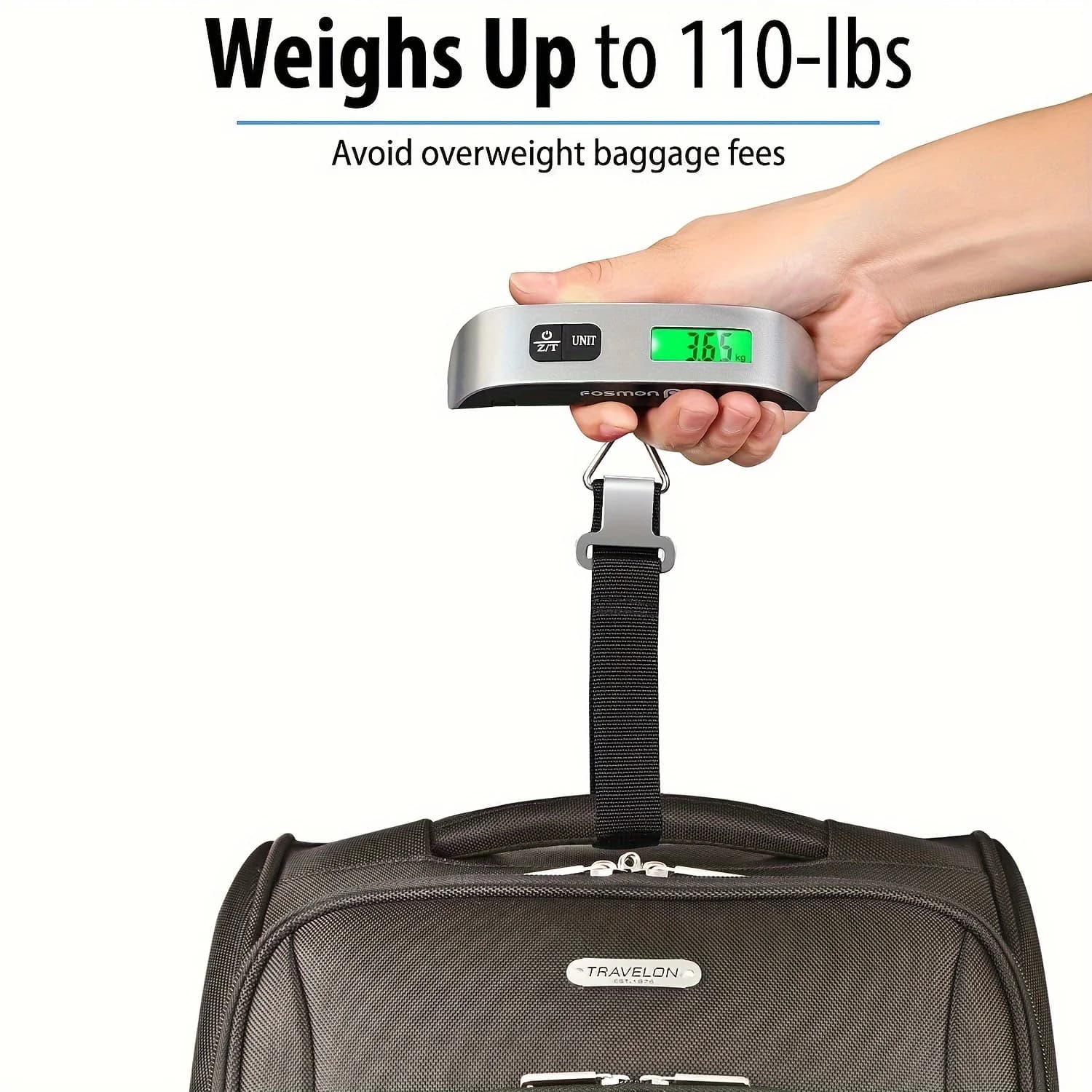 50kg/110lb Bilancia digitale portatile per bagagli Display LCD Tasca elettronica Valigia da viaggio Bilancia per bagagli Strumento per il peso dei bagagli