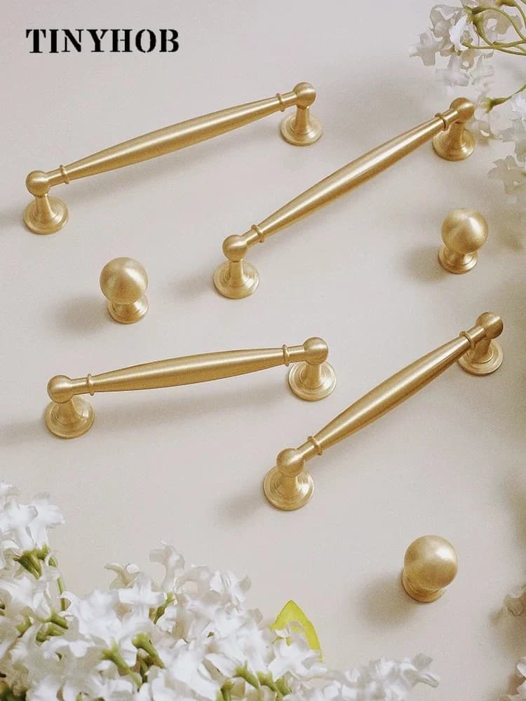 Maniglie per mobili Tinyhob in ottone spazzolato color oro, stile retrò francese, per cucina, armadietti, cassetti, ferramenta per mobili 160MM