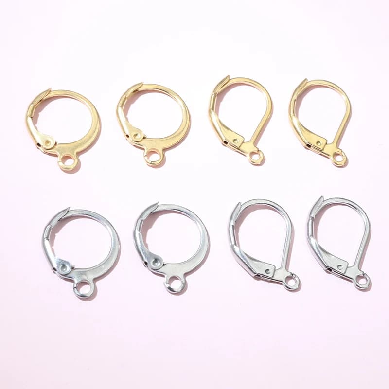 30 pz 14x12mm 15x10mm No Fade in acciaio inox francese leva ganci per orecchini clip fai da te orecchini filo per l'orecchio risultati dei monili accessori