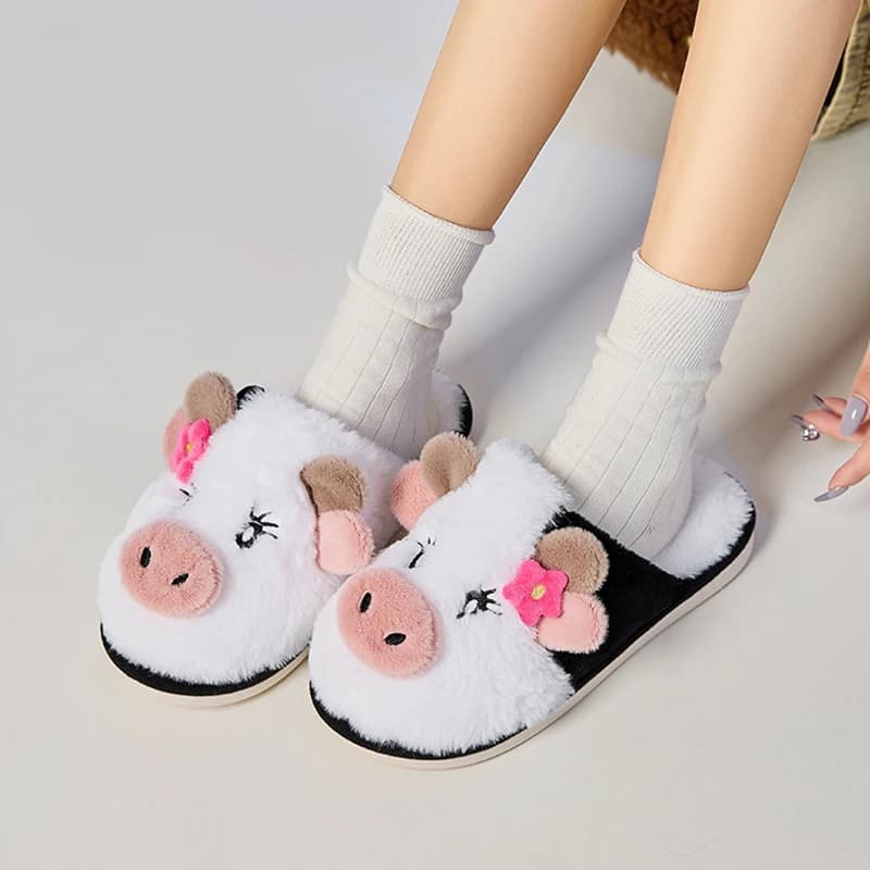 Soffici pantofole casual da donna appartamenti da casa mucca carina designer di cartoni animati scarpe invernali ragazze adorabili calzature di moda eleganti di grandi dimensioni