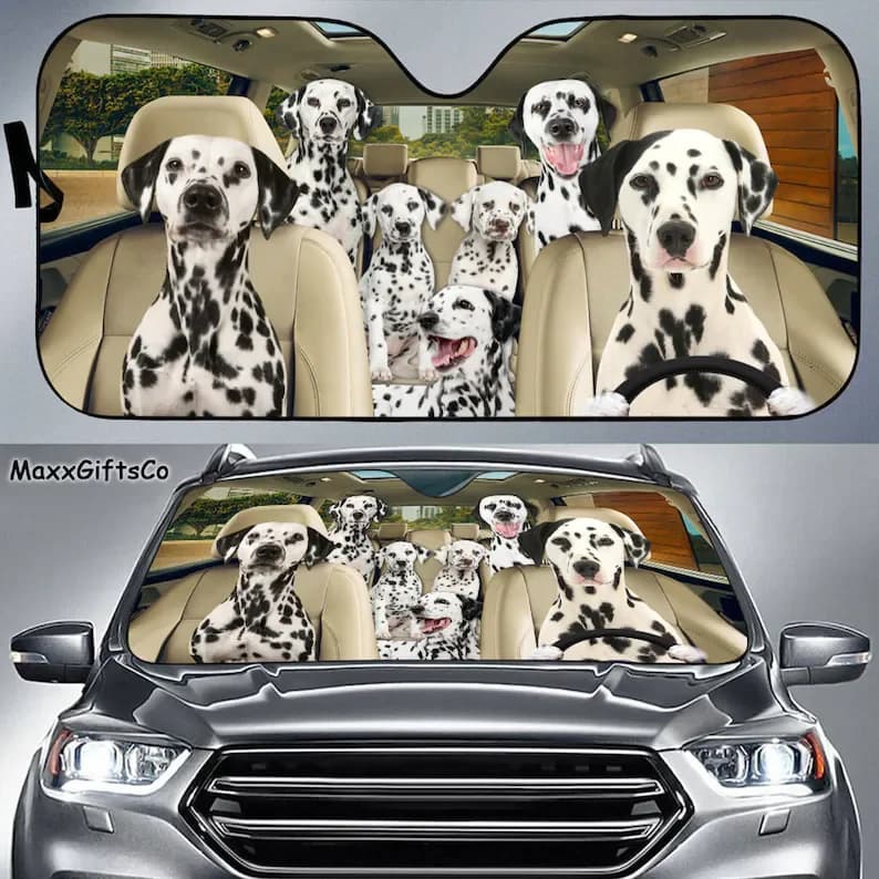 Parasole per auto dalmata, parabrezza dalmata, parasole per famiglie di cani, accessori per auto dalmata, regali per amanti dalmata, Deco per auto