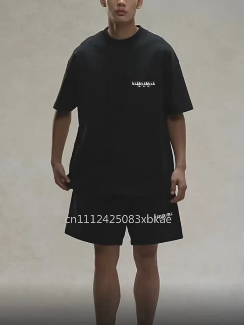AS25 Always On T-shirt and Shorts Set for Men, Luxury Design with Silicone Logo, Designer Brand Set for Couples, Cotton Streetwear Clothing