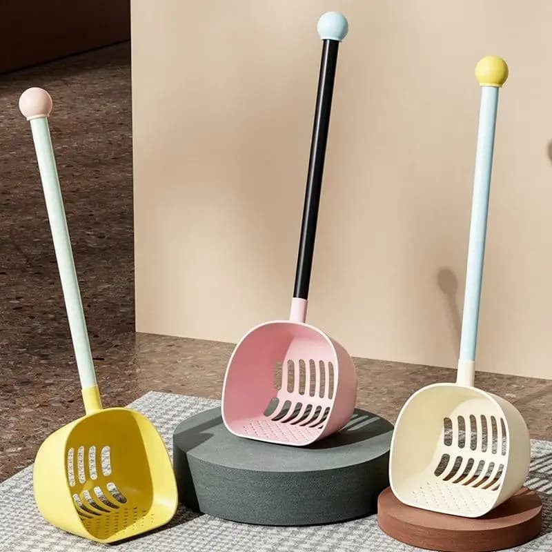 Long Handle Large Capacity Cat Litter Scoop Fine Hole Design Pet Cat Sand Cleaning Tool