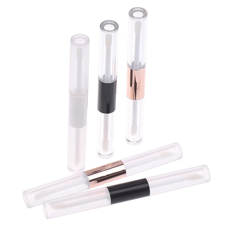 Glossy bottle for cosmetic eyelashes, transparent double head container, vacuum tube for mascara with applicator, DIY tube for eyeliner and lips