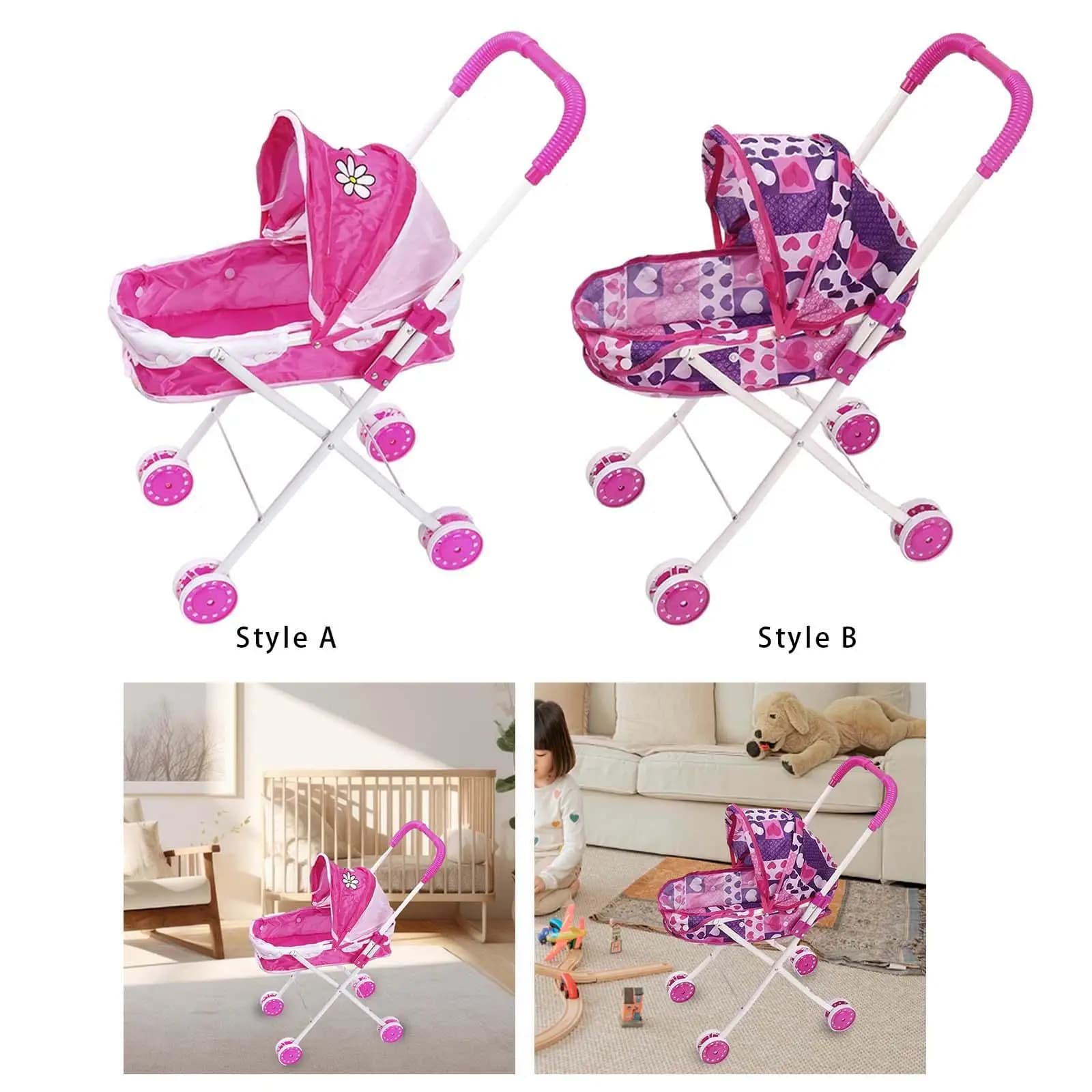 Passeggino per bambole Fai finta di giocare Bomboniere Porta bambole Regalo per ragazze Giocattolo realistico per passeggino di simulazione per lo sviluppo precoce