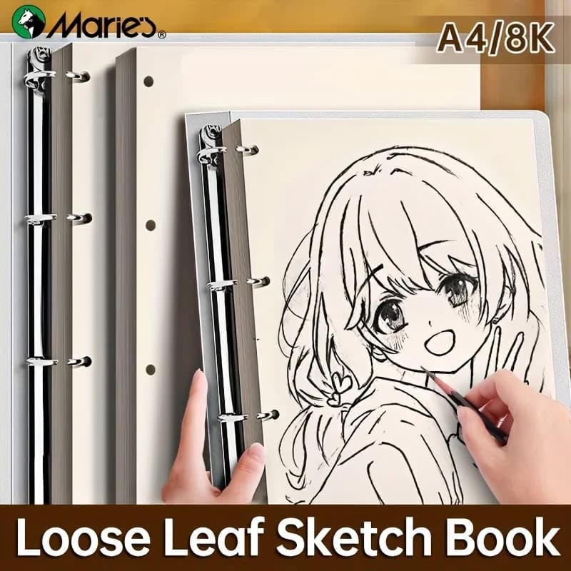 Marie's 9x12in Loose Leaf Sketch Book, 60 Sheets,98lb/160gsm,A4/8K High Quality Pad for Drawing,Painting,Sketching for Adults