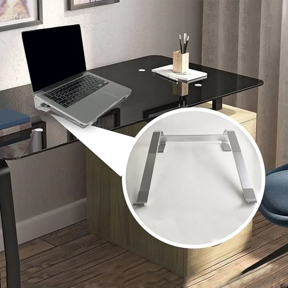 Supporto per laptop in lega di alluminio Supporto per computer pieghevole ergonomico Staffa di raffreddamento portatile in silicone antiscivolo Uso desktop