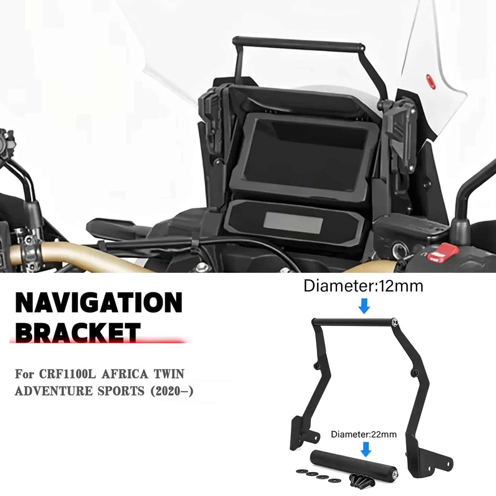 Per Honda CRF 1100L Africa Twin ADVENTURE SPORTS 2020-Supporto moto Staffa di navigazione GPS Supporto per telefono cellulare