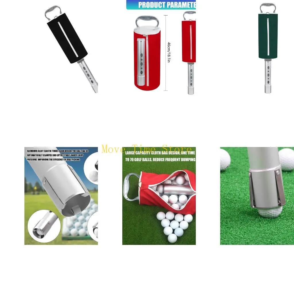 92ME Light Weight Golf Ball Picking Tool for Repeated Ball Collection, Portable Aluminum Tube Tool with Fabric Sleeve Top Loop