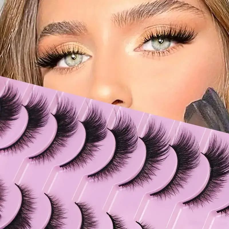 10 Pairs Cat Eye False Eyelashes Fluffy Faux Mink Lashes Natural Volume Eye Lash