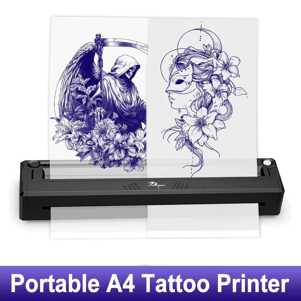 Portable A4 Tattoo Printer or Only 20pcs Transfer Paper,M8 Wireless Thermal Tattoo Transfer Printer Kit Compatible with Phone&PC