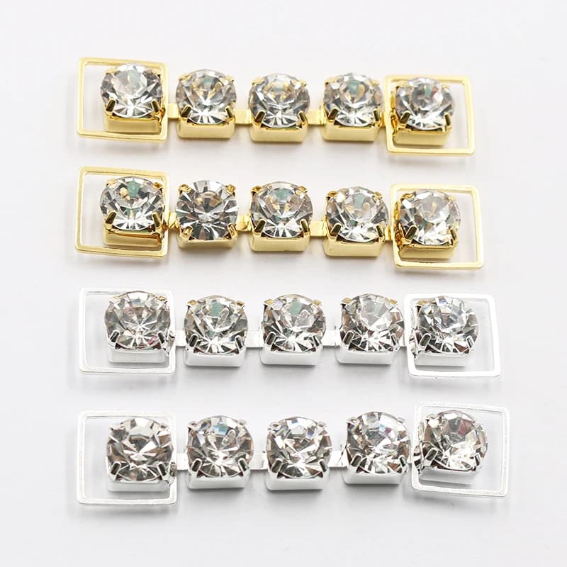 Nuovo 10 pcs13 * 55MM singola fila completamente trasparente strass Bikini pulsante di connessione costume da bagno Bikini decorativo in metallo