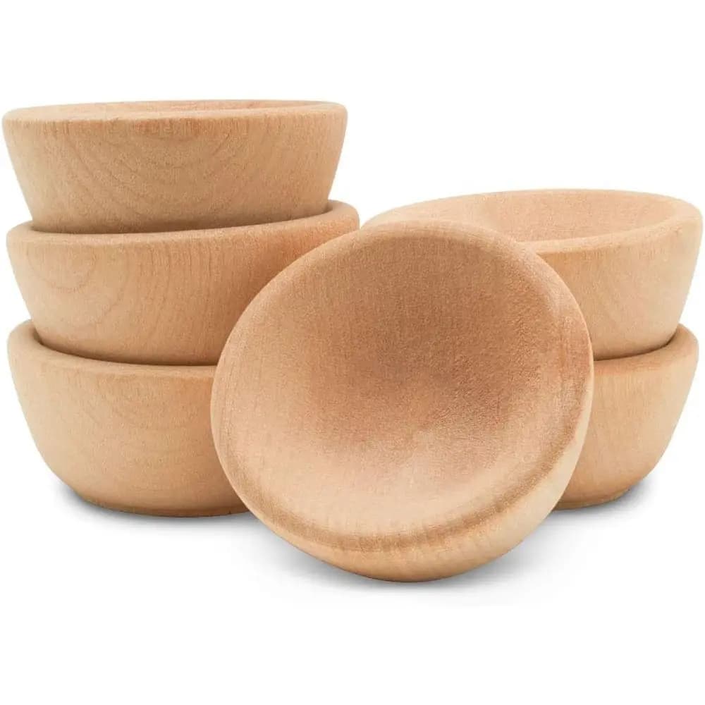 Wooden Crate Bowls Unfinished 2-1/2 inch Set of 50, for Crates & Sorting, Spice/Nuts/Condiment Cups, and Artisan Boards