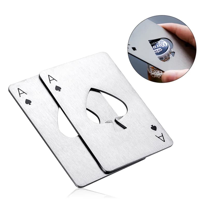 1 pezzo portatile in acciaio inossidabile divertente gioco da tavolo di intrattenimento divertente regalo di carte da poker durevole apribottiglie da poker