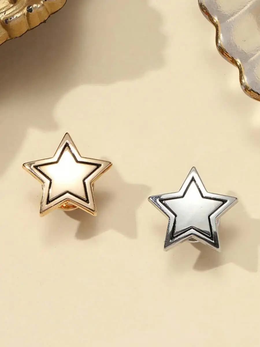 1pc/2pcs New Star Brooch Pins, Vintage European & American Style Creative Accessory, Crystal Embellished Metal Pin For Jacket,