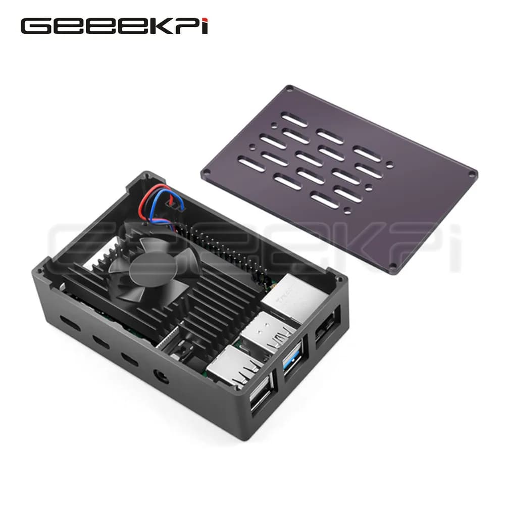GeeekPi black shell aluminum brick case with 3510 adjustable cooling fan for Raspberry Pi 4 model B