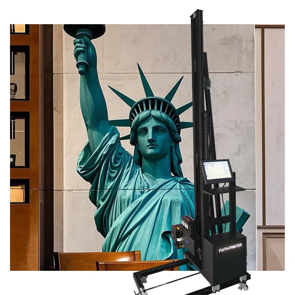 Faith 3D Vertical Effect Automatic 3d UV Wall Painting Machine 3m * 6m Stitching Printing Pressing Wall Inkjet Printer With Dx7 Dx10