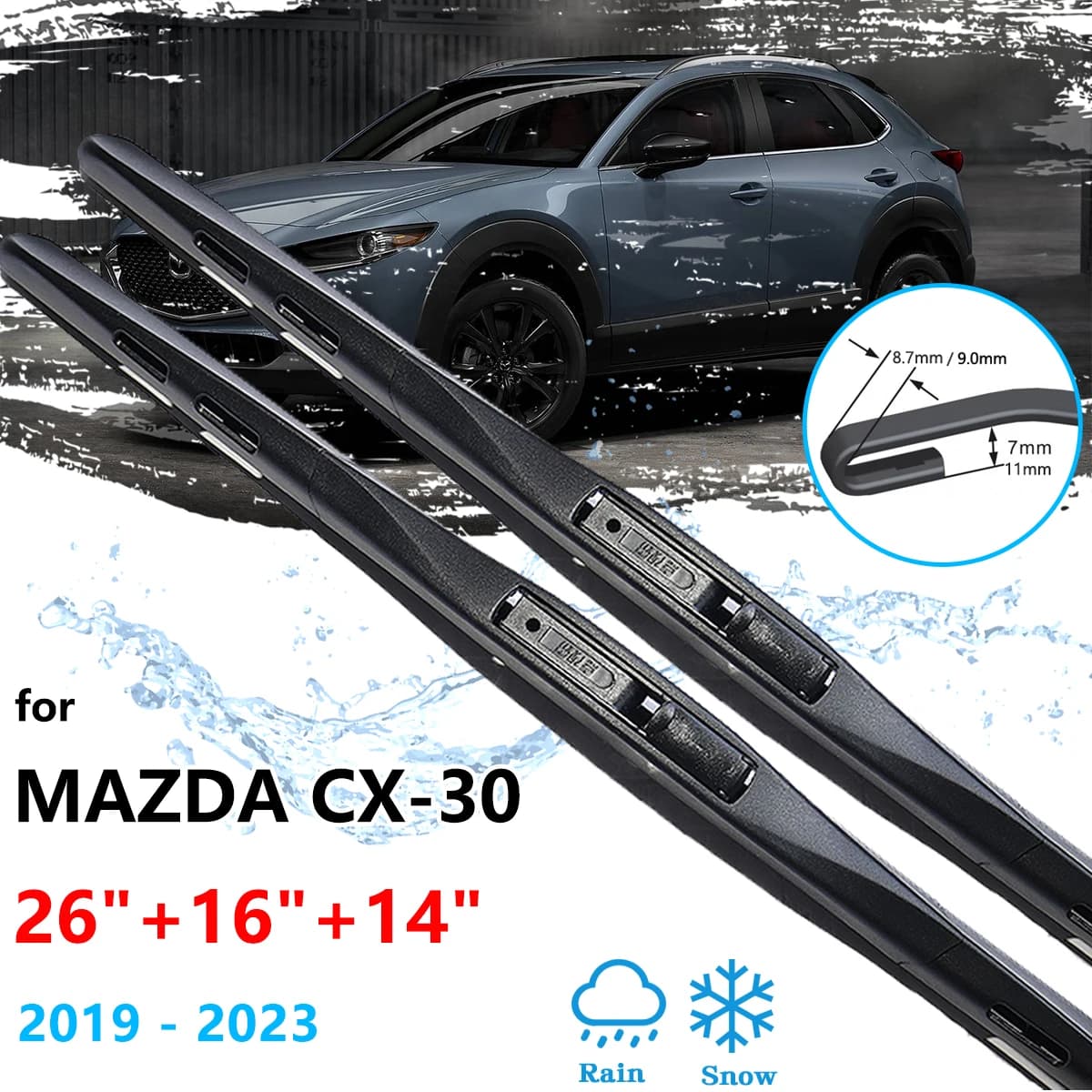 Per Mazda CX-30 CX30 DM 2019 ~ 2023 Anteriore Posteriore Pioggia Spazzole Tergicristallo Set Finestra Parabrezza Parabrezza Pulizia Accessori Auto