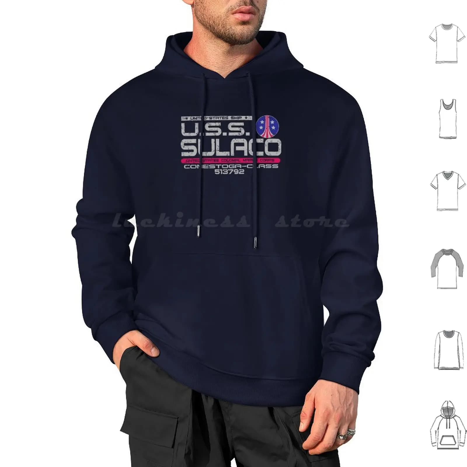 Sulaco Felpe con cappuccio invecchiate a maniche lunghe Marines coloniali Sci Fi Geek Nerd Parodia Spazio Divertente Cultura pop