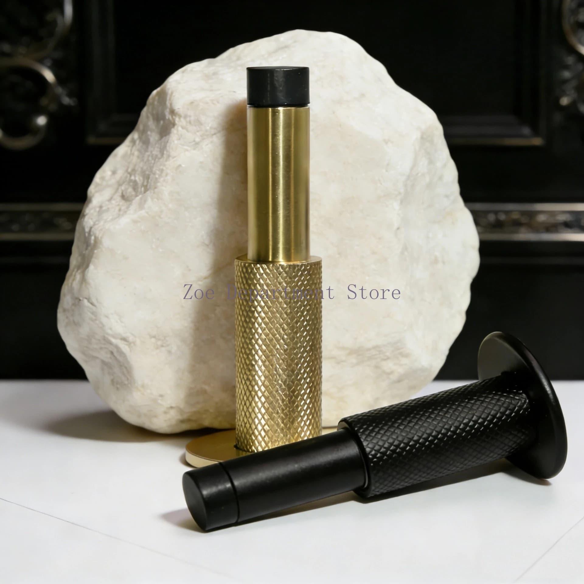 Brass Knurled Door Stop Bathroom Door Room Stopper Heavy Duty Floor Wall Mount Bumper Door Holder Catch Matt Brass