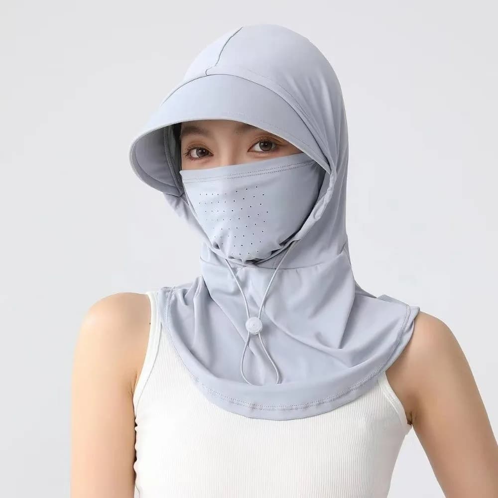 Passamontagna Regolabile a Doppio Uso, Maschera Elastica per Ciclismo, Protezione Solare, Copricollo in Seta Ghiacciata, Protezione Solare Integrale per il Viso, per la Guida