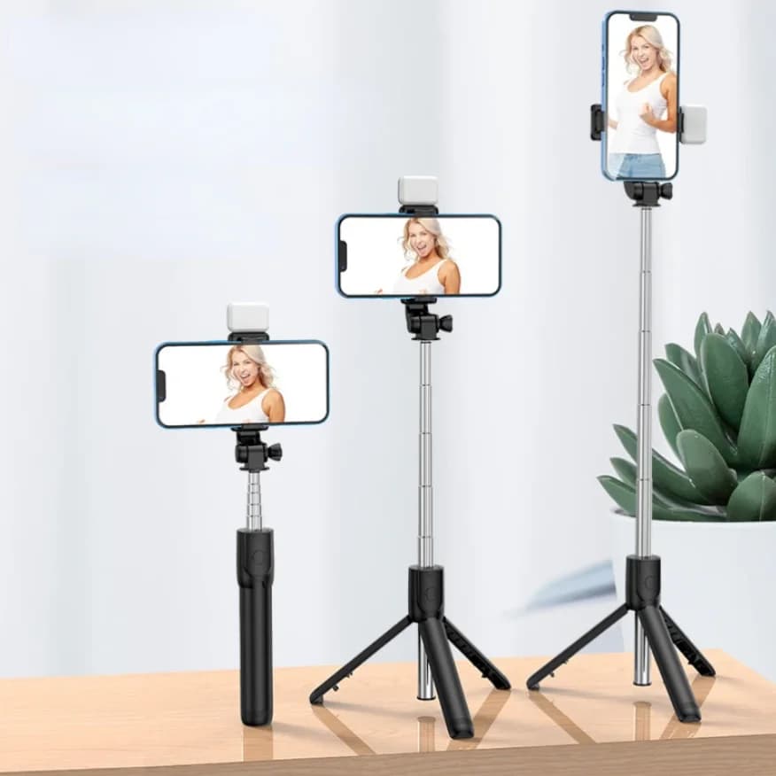 Treppiede Estensibile per Selfie e Telefono, Compatibile con Tutti i Cellulari per Selfie di Gruppo/Streaming Live/Registrazione Video