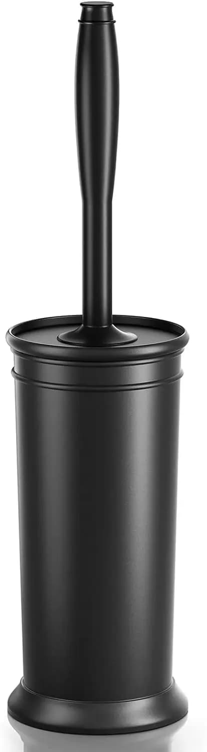 Set di Spazzole per WC con Manico Extra Lungo, Setole Resistenti e Supporto Coperto per la Pulizia del Bagno, Nero