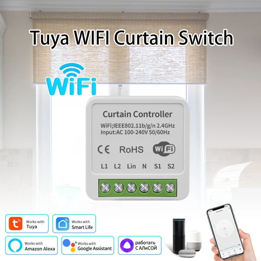 Tuya Smart Wifi Modulo interruttore per tende automatico per tende a rullo Shades Rolling Porta del garage Proiettore Alexa Google AC 100-240V