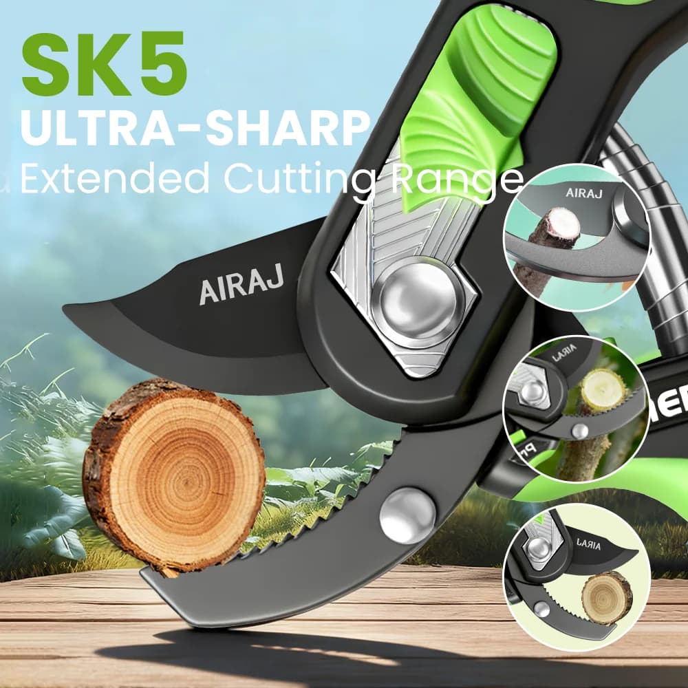 AIRAJ pruning scissors 2 pieces, rust resistant, essential tool for gardening enthusiasts to cut flowers and branches.