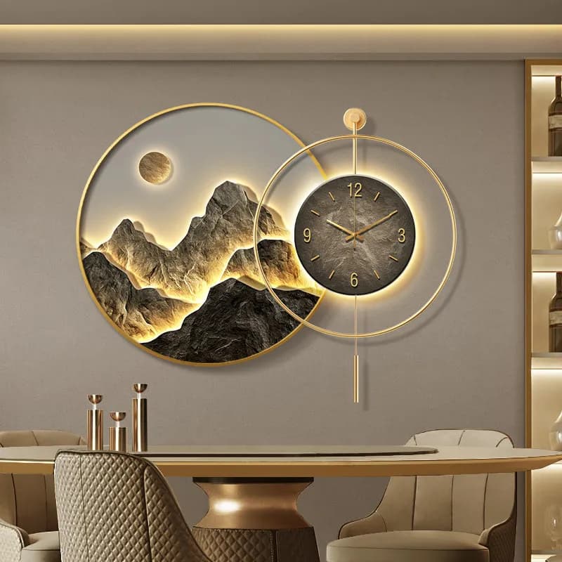Orologi Decorativi da Parete per Sala da Pranzo, Orologi Murali di Lusso per Soggiorno, Decorazioni per la Casa, Murales di Lusso Leggero per Sala da Pranzo